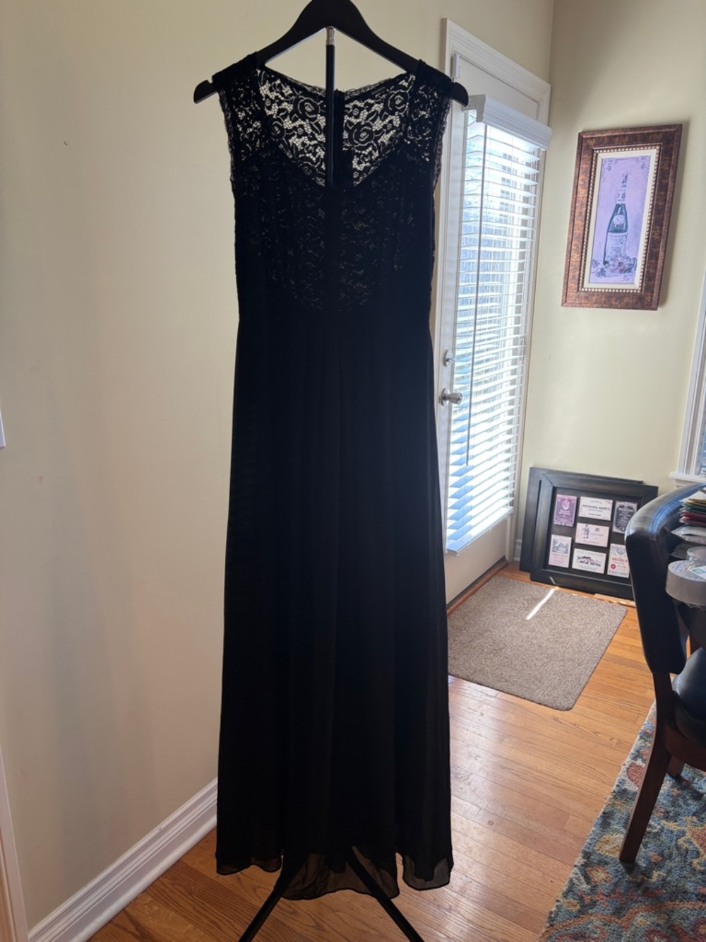 Miusol Black Lace Bodice Chiffon Maxi Dress